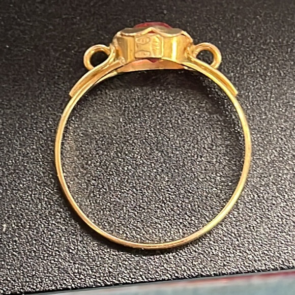 1AR UnoAerre UnoAR Italy 750 18K Gold Pink Stone Ring Size 7 - Picture 2 of 7